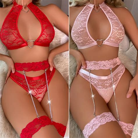 Women S Sexy Lingerie Lace Babydoll Bra Thong Set Sleepwear Underwear