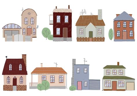 Premium Vector | Collection of different houses lovely residential ...