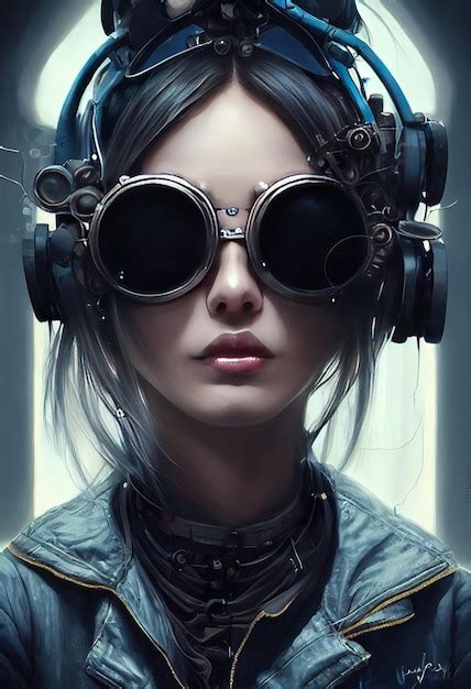 Hermosa Ola Retro Mujer Cient Fica Con Gafas Cyberpunk Metaverso