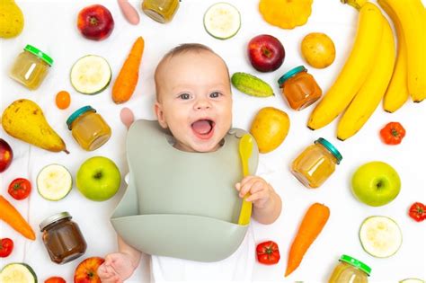 Puré para papilla con verduras y frutas nutrición de enfoque selectivo