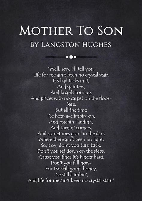 Mother To Son By Langston Hughes Langston Hughes Langston Hughes