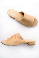 Chic Nude Mules Vegan Suede Mules Peep Toe Mules