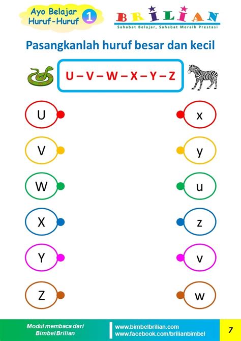 Memasangkan Huruf Besar Dan Kecil Lembar Anak Tk Dan Paud Bimbel Brilian