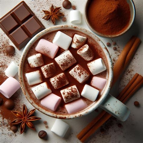 Premium Photo Cup Of Aromatic Hot Chocolate With Marshmallows And Cocoa Powder Isolated On