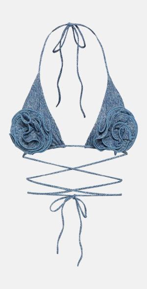 Magda Butrym Floral Appliqu Triangle Bikini Top