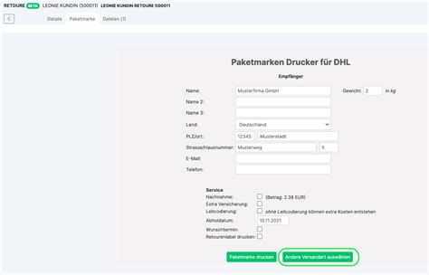 Wie Kann Ich Einstellen Dass Retourenlabel Im Module Retoure