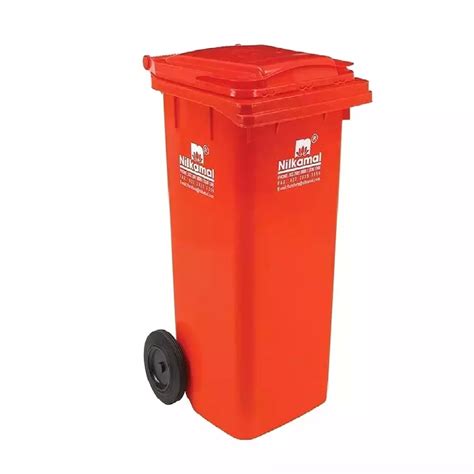 Buy Nilkamal 120 L Red Plastic Dustbin With Wheel Online In India At