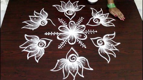 Friday Lotus Kolam Ideas For Varalakshmi Vratham Easy Simple