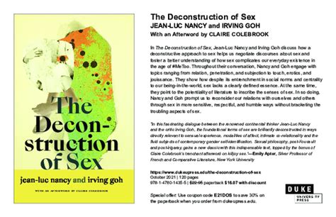 Pdf With Jean Luc Nancy The Deconstruction Of Sex Irving Goh