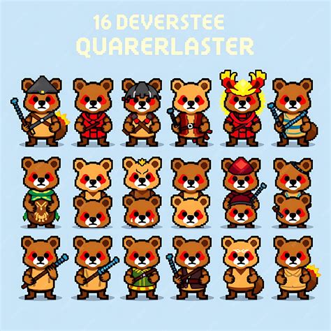 Premium Photo 16 Diverse Quokka Quartermaster In 4 Bit Pixel Art Grid