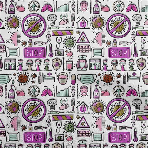 Oneoone Cotton Silk Purple Fabric Medical Doodle Dress Material Fabric