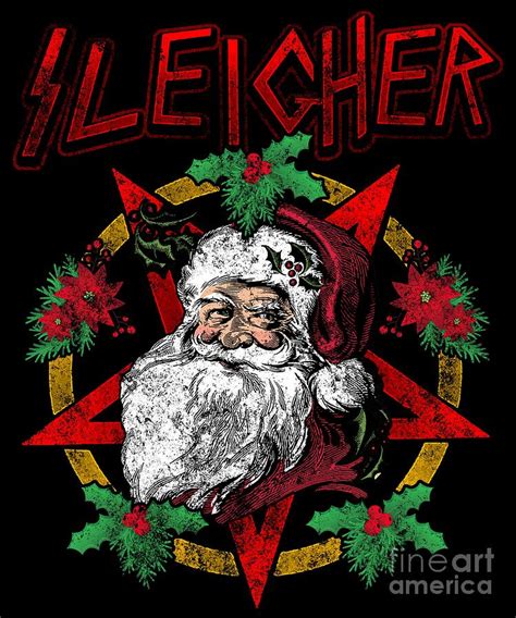 Sleigher Santa Claus Christmas Heavy Metal T Digital Art By Mister