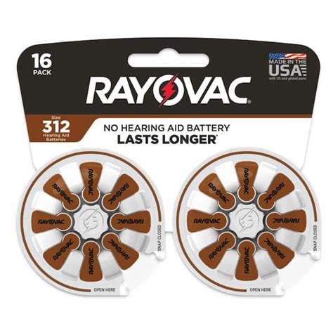 Rayovac Rayovac Size 312 Hearing Aid Batteries (16 Pack), Size 312 ...