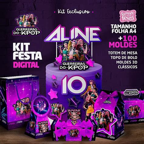 Festa Guerreiras Do Kpop - Kit Festa Guerreiras do Kpop +100 Moldes, PNG, Livro p/ Colorir💜
