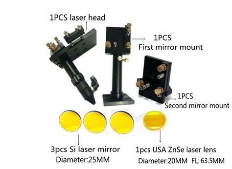 Co2 Laser Head Set Co2 Laser Cutting Head+reflective Si Mirror 25mm ...