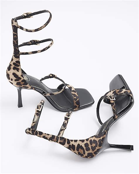 Brown Leopard Print Strappy Heeled Sandals River Island