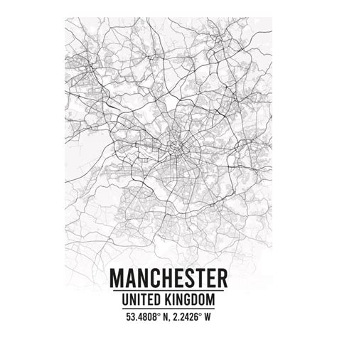 Manchester, United Kingdom A3 Map Print - Retro Progression