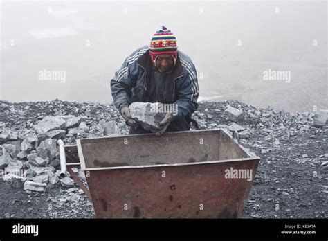 Bolivia Cordillera Apolobamba Mining Gold Mine Worker Stock Photo