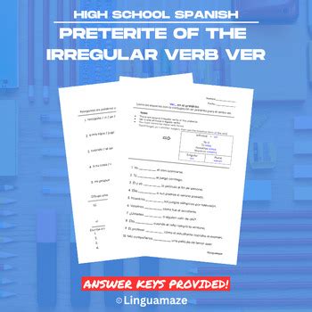 Spanish Ver in the Preterite Tense Irregular Verbs Worksheets by LinguaMaze