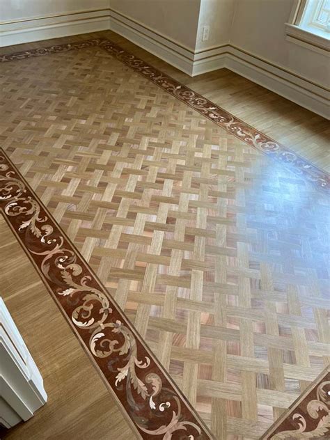 Example Of Wood Custom Flooring Basket Weave Parquet With Border Id653 Czar Floors