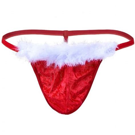 Sexy Men Christmas Lingerie Bikini Thong G String T Back Underwear Crotchless Panties Novelty