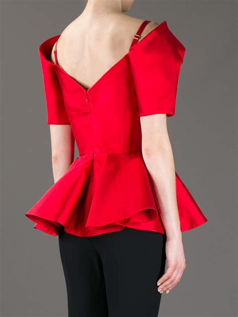 Alexander McQueen Silk Peplum Top In Red Lyst