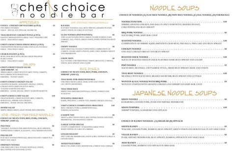 Menu At Chefs Choice Noodle Bar Bakersfield