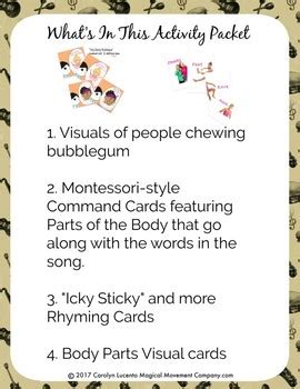 Musically Montessori: Let's All Sing "Icky Sticky Bubblegum" | TpT