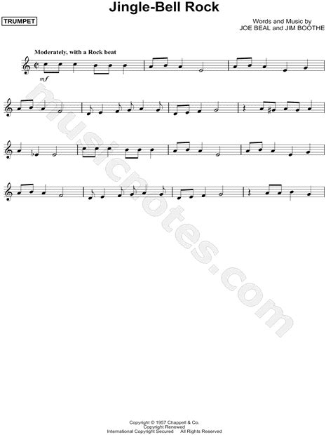 Bobby Helms Jingle Bell Rock Sheet Music Trumpet Solo In C Major