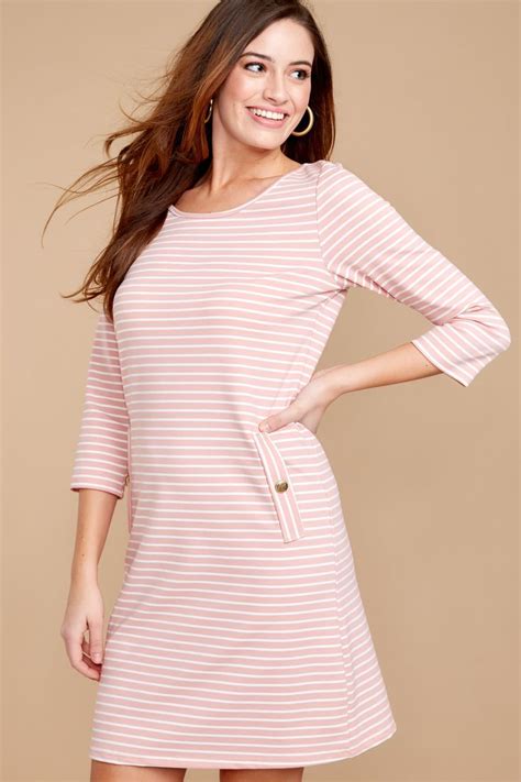 Cute Pink Striped Dress Striped Dress Dress 42 00 Red Dress