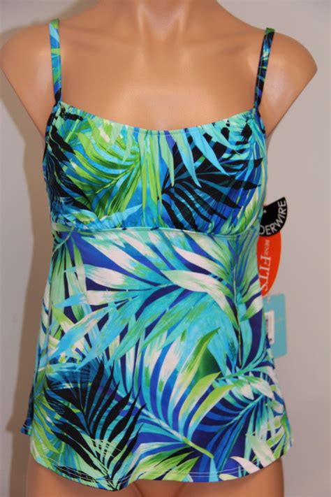 NWT Caribbean Joe Swimsuit Tankini Bikini Top Adjustable Shoulder