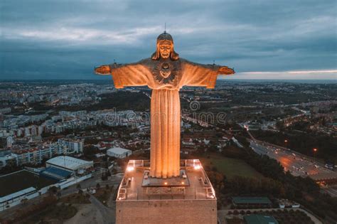 Cristo Rei Christ Statue A Lisbona Nel Tempo Uguagliante Fotografia