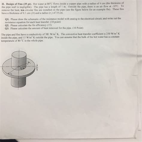 Solved Hot Water At 80 Degree C Flows Inside A Copper Pipe Chegg
