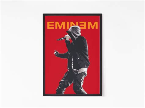 Rapper Eminem Wall Art | Glass Framed Poster For Teen Room, Living Room ...