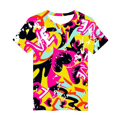 D Graffiti Short Sleeve T Shirt Male D Graffiti Pattern T Shirt Man