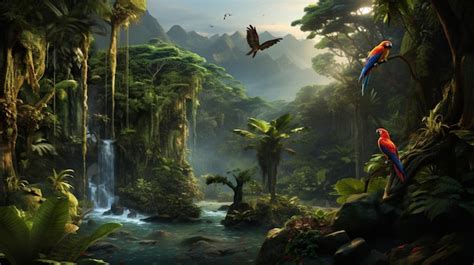 Premium AI Image | Rainforest Animals in Their Habitat Background