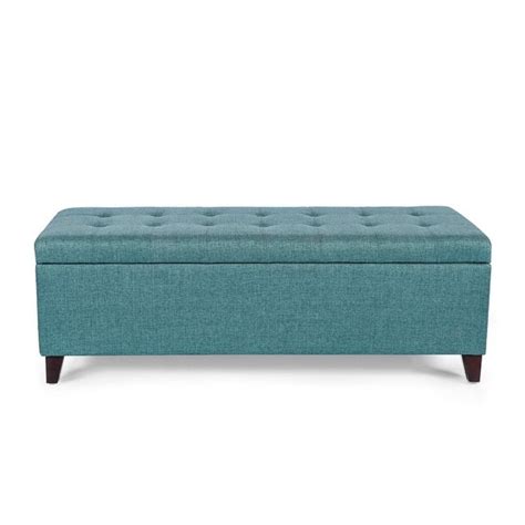 Copper Grove Joaquin Turquoise Blue Fabric Storage Ottoman Bench Bed