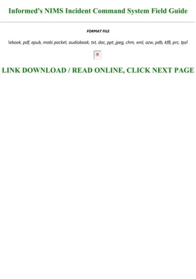 [download] Informed S Nims Incident Command System Field Guide Full Acces
