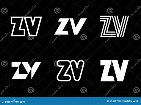 Set Of Letter Zv Logos Stock Vector Illustration Of Button