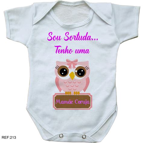 body bebê personalizado sou sortuda tenho uma mamãe coruja Elo7