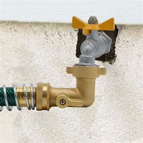 Buy HYDRO MASTER Heavy Duty Brass Shut Off Valve Garden Hose Elbow