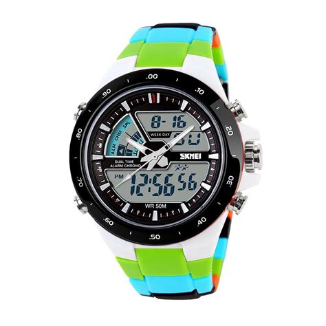 Skmei 1016 Unisex LED Sports Watch Silicone Band Green