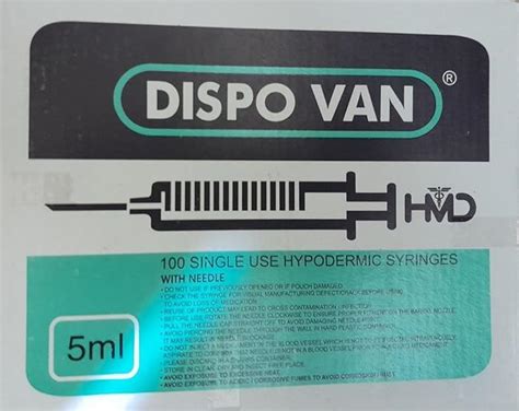 Dispo Van Syringes Ml With Needle For Single Use Only Pack Of