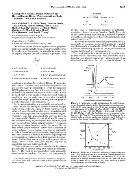 Solution Living Free Radical Polymerization By Re Studypool