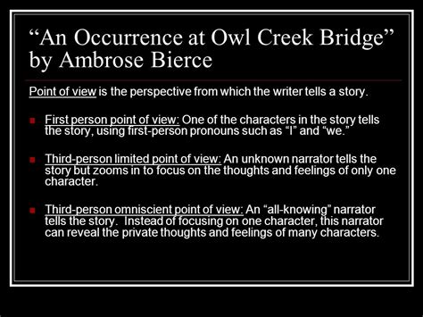 😎 An occurrence at owl creek bridge literary analysis. SparkNotes: An ...