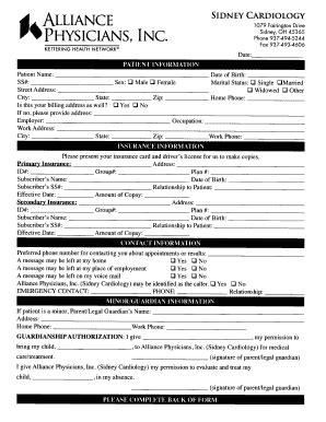 Fillable Online Physicians Inc Sidney Cardiology Fax Email Print