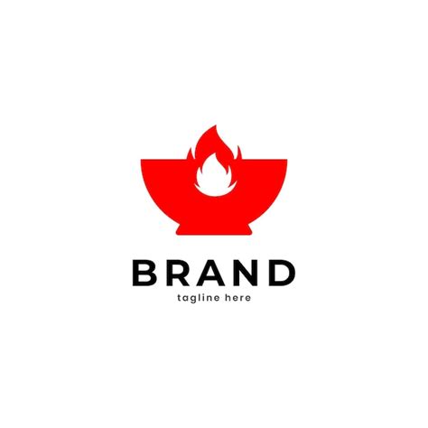 Premium Vector Bowl With Hot Fire Logo Design Vector Icon Symbol Graphic Illustration