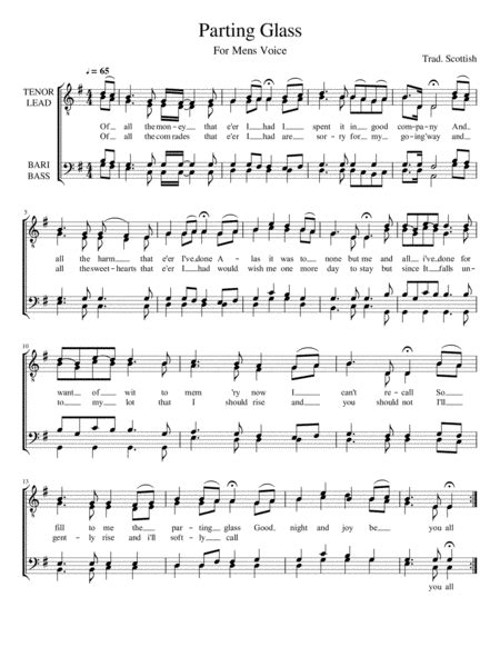 The Parting Glass Ttbb Arr Jacob Lambert By Traditional Scottish Sheet Music For Ttbb Choir