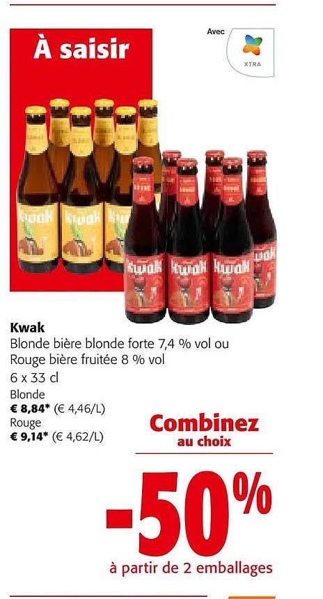 Promo Kwak Blonde Bi Re Forte Vol Ou Rouge Bi Re Fruit E Vol Chez Colruyt Icatalogue Fr