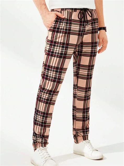 Manfinity Homme Men Plaid Print Drawstring Waist Pants Shein Usa